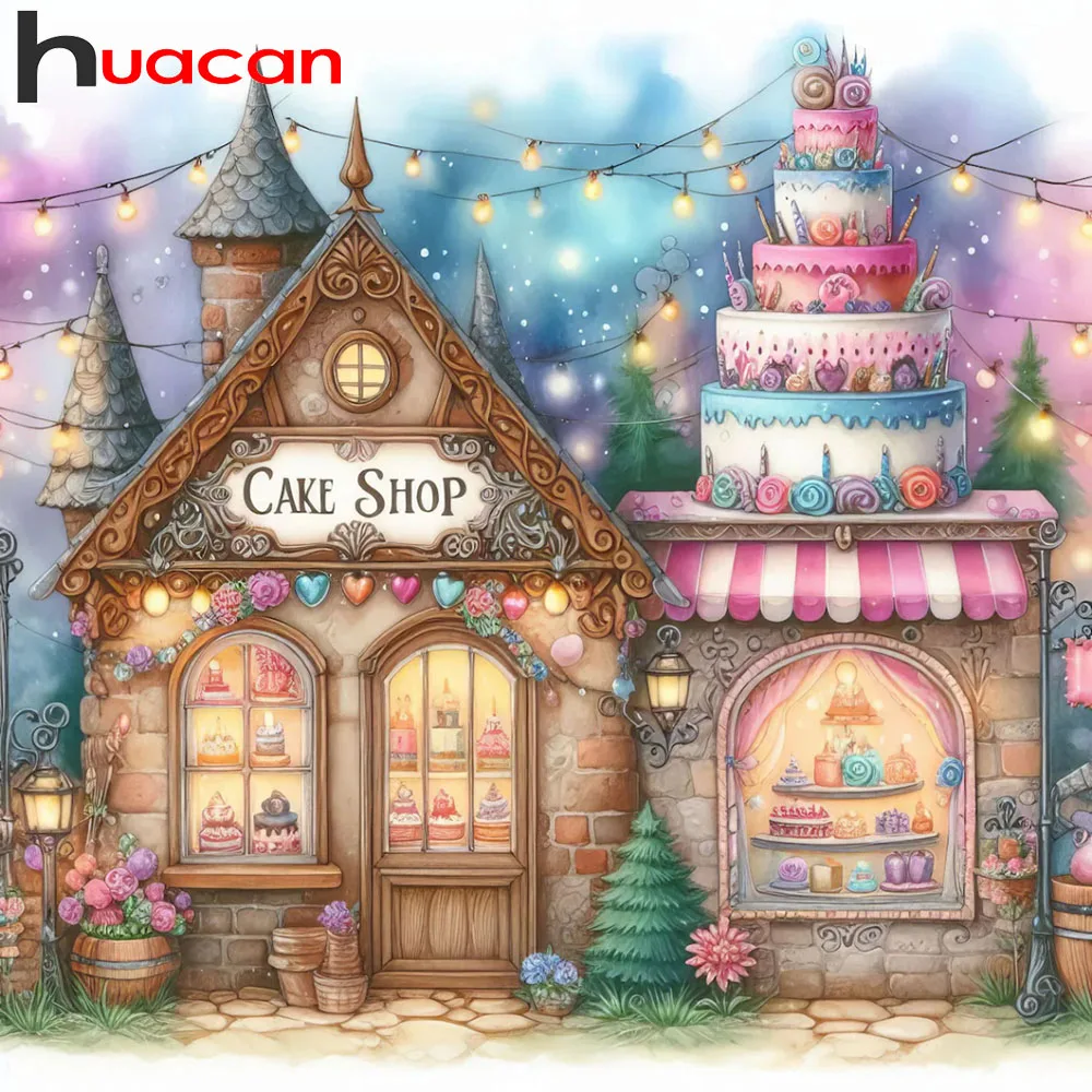 Huacan 5D Diamant Malerei Konditorei Landschaft DIY Diamant Mosaik handgemachte Hobby Stickerei Wand Dekor einzigartiges Geschenk