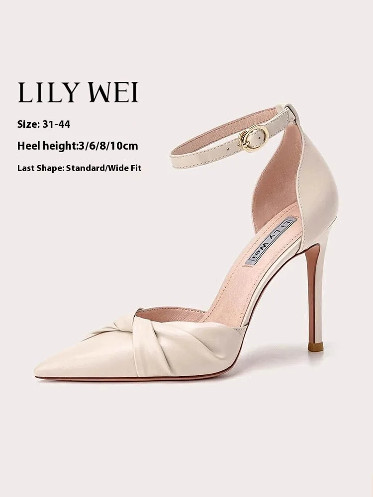 

Summer new Baotou simple bow widened version low-heeled sandals thin high-heeled banquet large size small size women's shoes