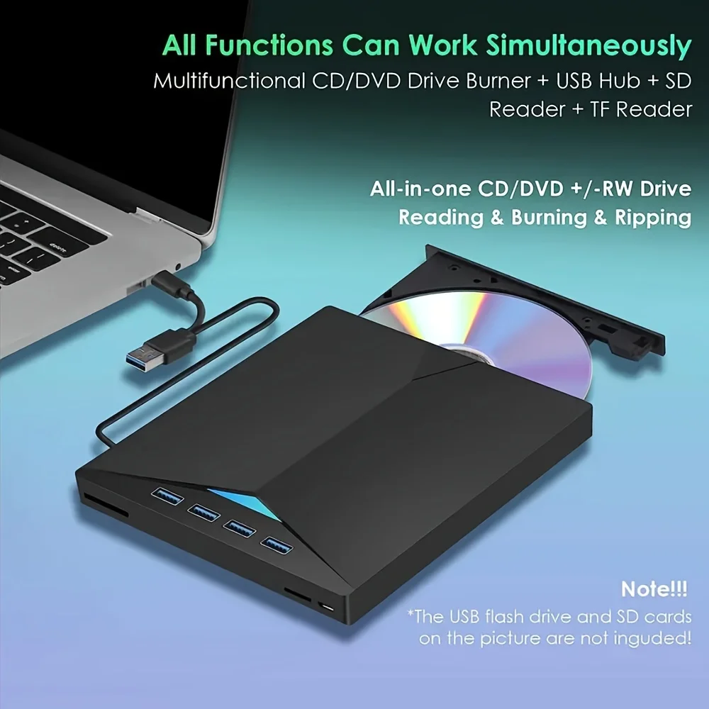 

USB 3.1 Type C/USB 3.0 Внешний записывающий привод для DVD CD DVD RW Оптический привод Суперпривод для ноутбука