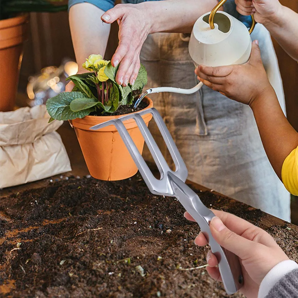 

Gardening Aluminum Alloy Garden Rake Shovels Multi-Functional Hand Cultivator Durable Rustproof Gardening Tool Set Loosen Soil