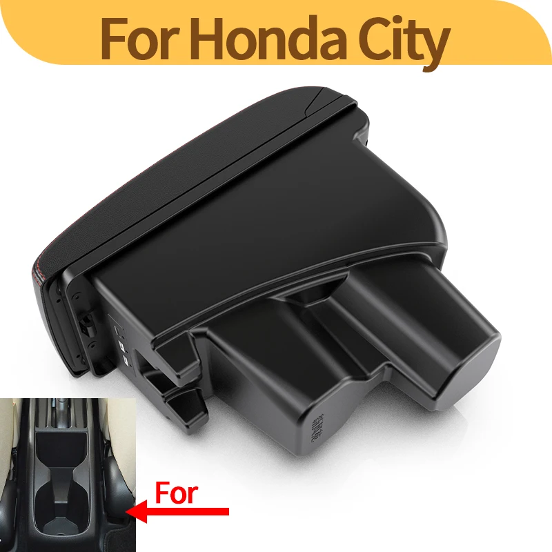 For Honda City Armrest Box For Honda New City Car Armrest Heighten Double layer Storage box Retrofit Car Accessories With USB