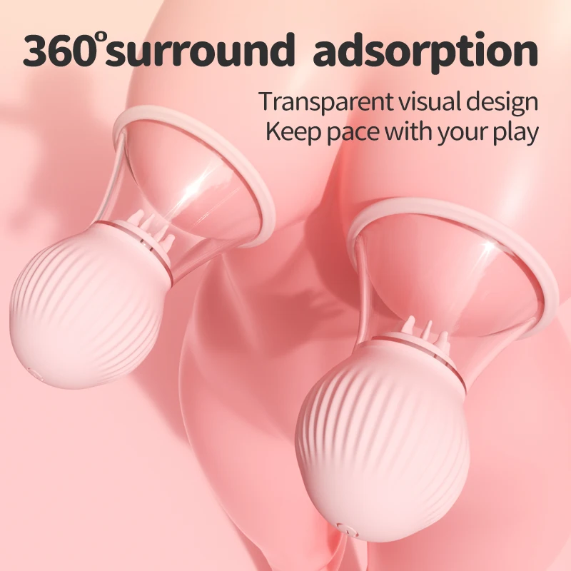 เครื่องสั่นดูดแบบเทอร์โบสำหรับจุดซ่อนเร้น กระตุ้นหัวนม 360 องศา นวดหน้าอกแบบดูดซับ เงียบ พร้อมที่หนีบหัวนม
