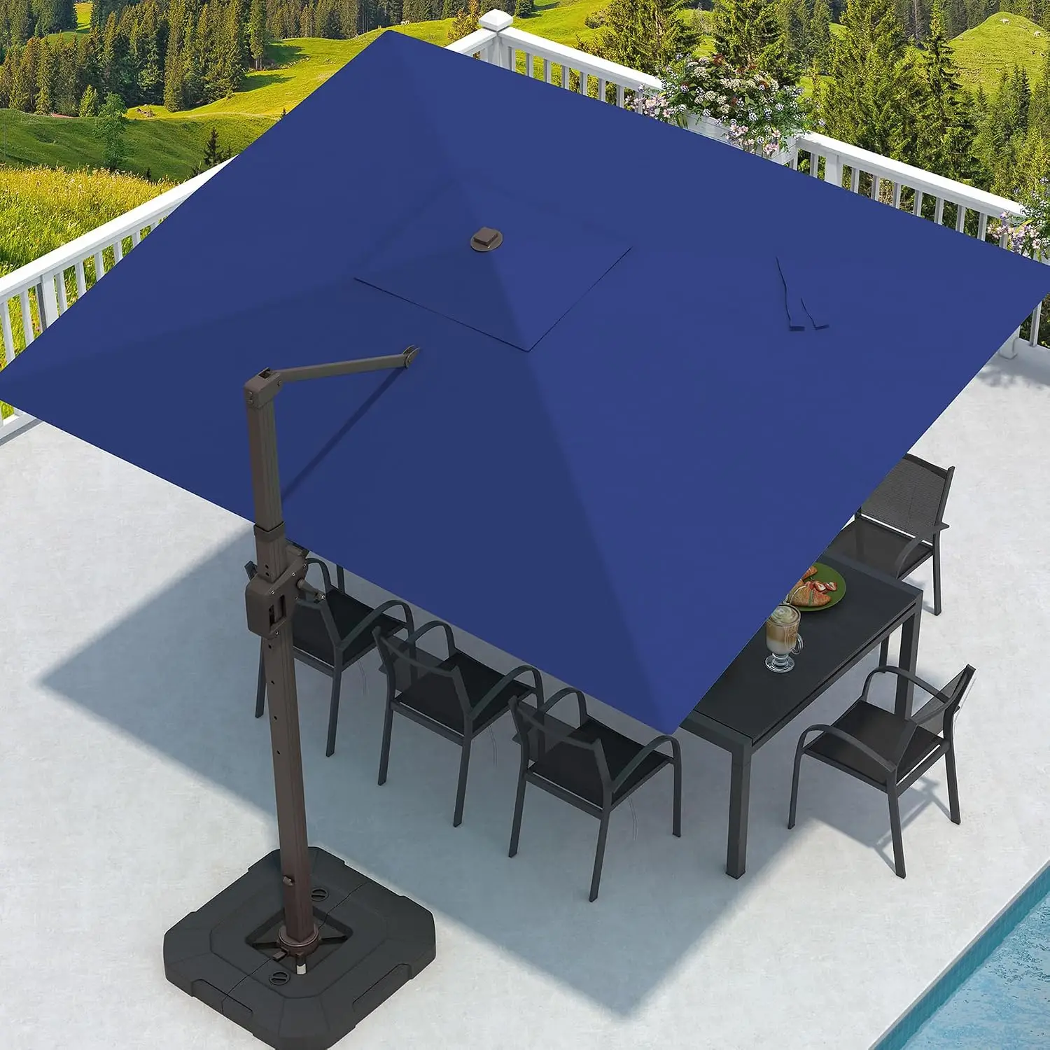 9x12ft Rectangular Cantilever Patio Umbrella Outdoor Offset Hanging Umbrella, Customized