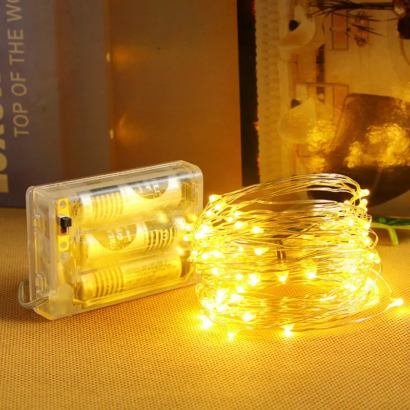 Christmas Home Bedroom Decoration Garland 10/20/50/100 LED Battery Operated Led Wire Fairy Lights Wedding String Lights Party