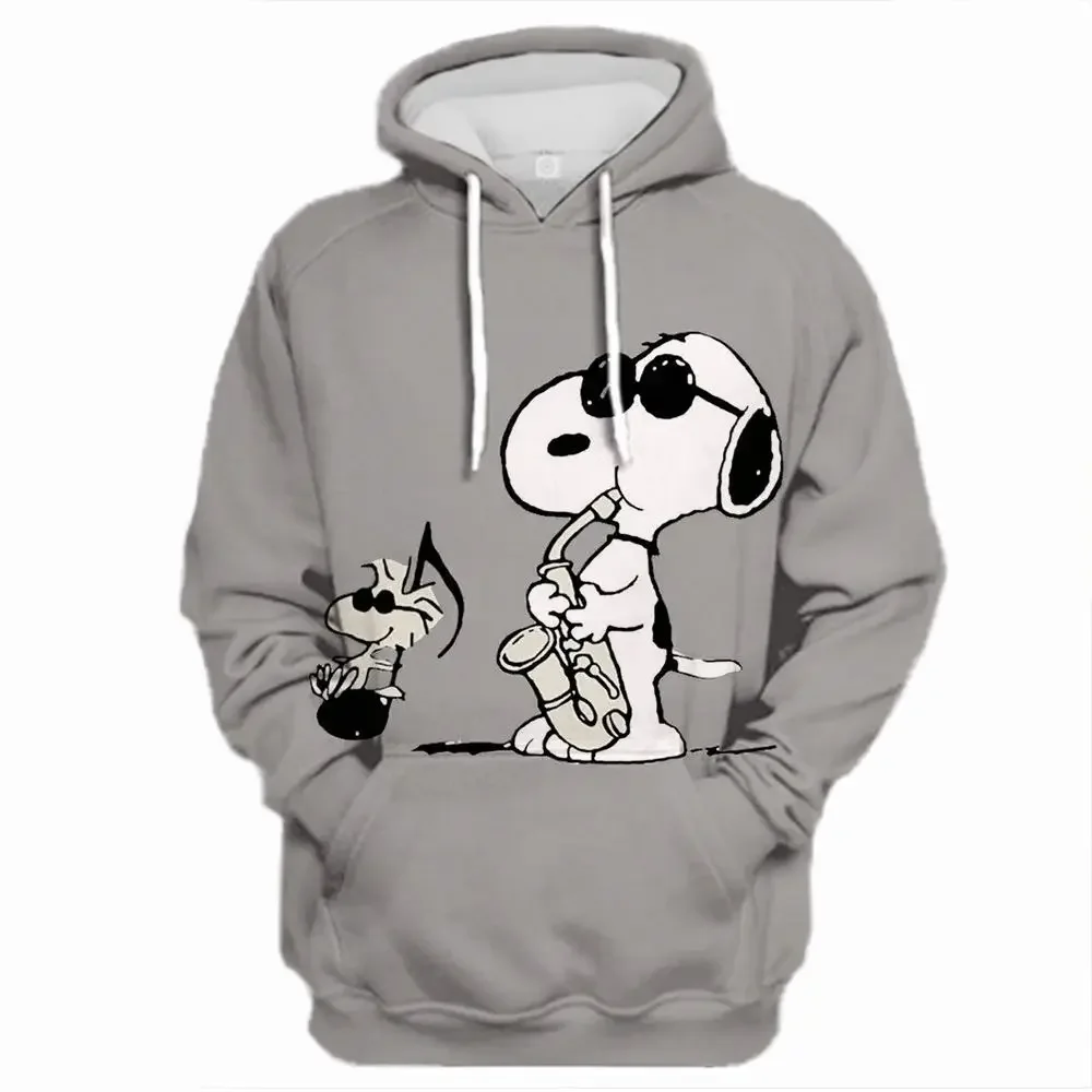 2024 Spring and Autumn Children\'s Adult Parent-Child Sweater 3D Printing Cartoon Animation Snoopy Personality Fashion Streetwear