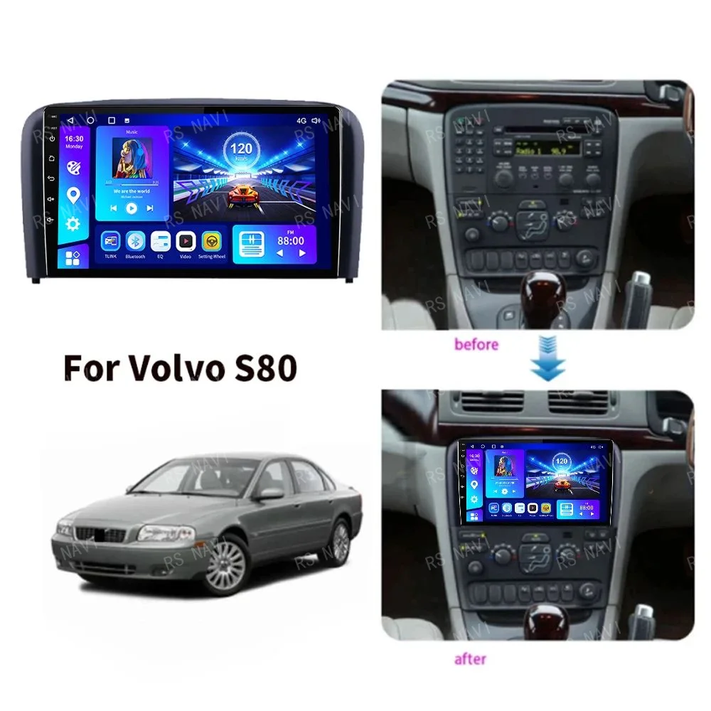 Android 14 Car Radio For Volvo S80 1998 1999 2000 2001 2002 2003 2004 2005 2006 Navigation GPS Multimedia Player Stereo carplay