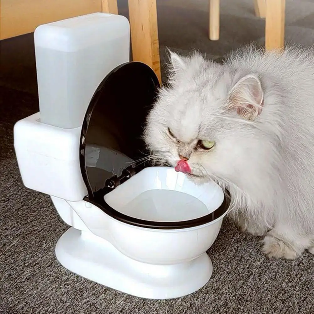 

New 650ML Automatic Cat Toilet Water Dispenser Dustproof Toilet Shape Pet Water Fountain Drinking Bowl Plastic