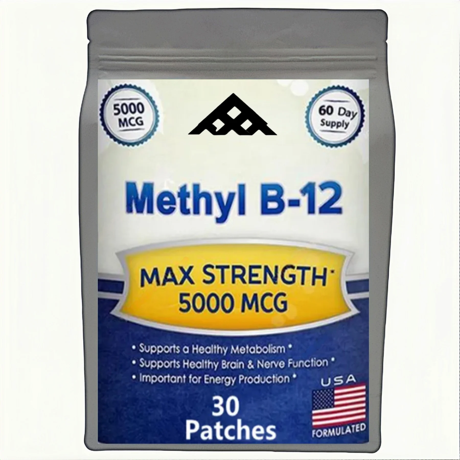 Vitamin B12 5000 MCG Patches - Brain Heart Support, Memory Learning Boost, Natural Energy Enhancer - 30 Patches