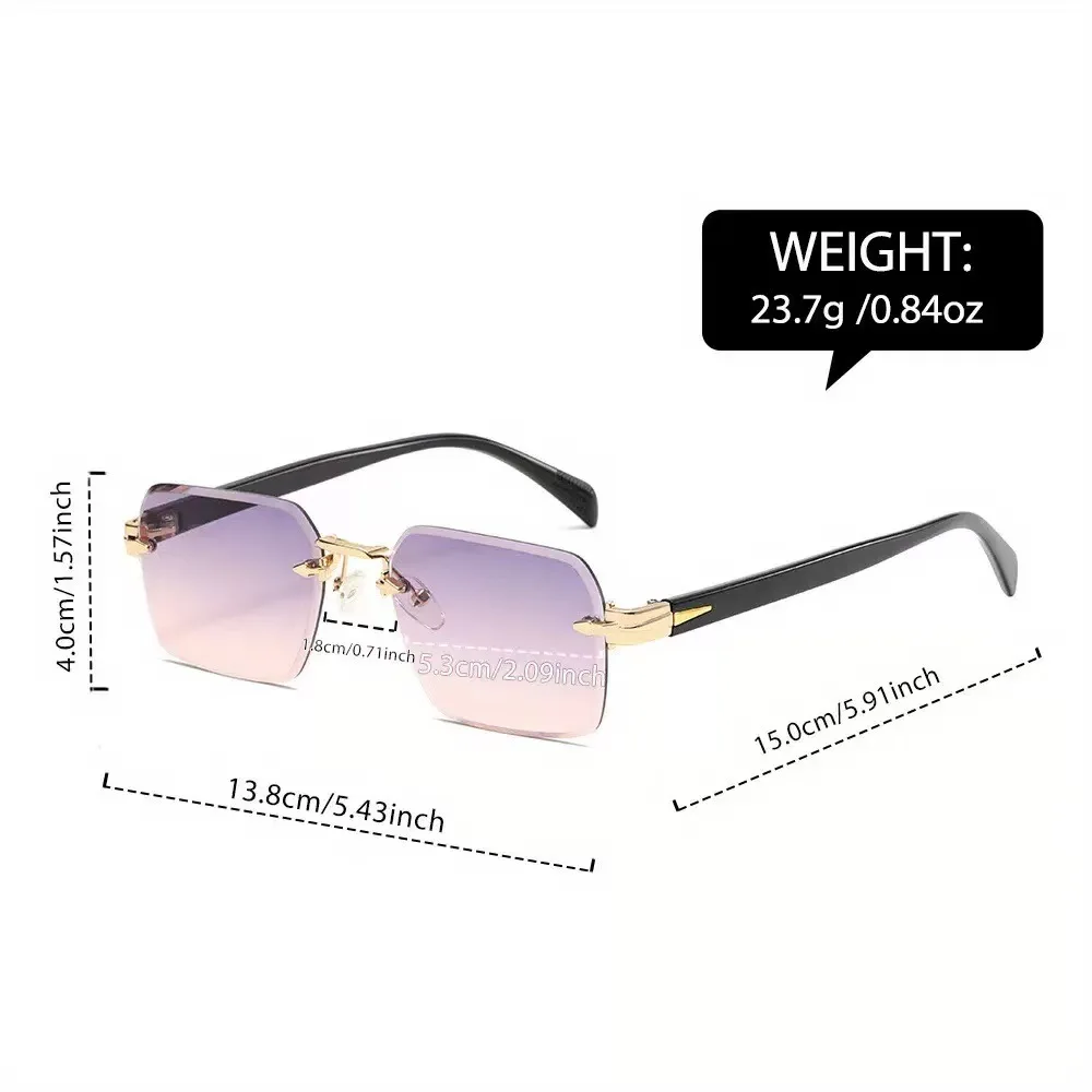 Lunettes de soleil sans monture en métal, charnières en métal, lunettes de soleil pour hommes et femmes, bord biseauté, protection UV en plein air, lunettes de marque design élégantes