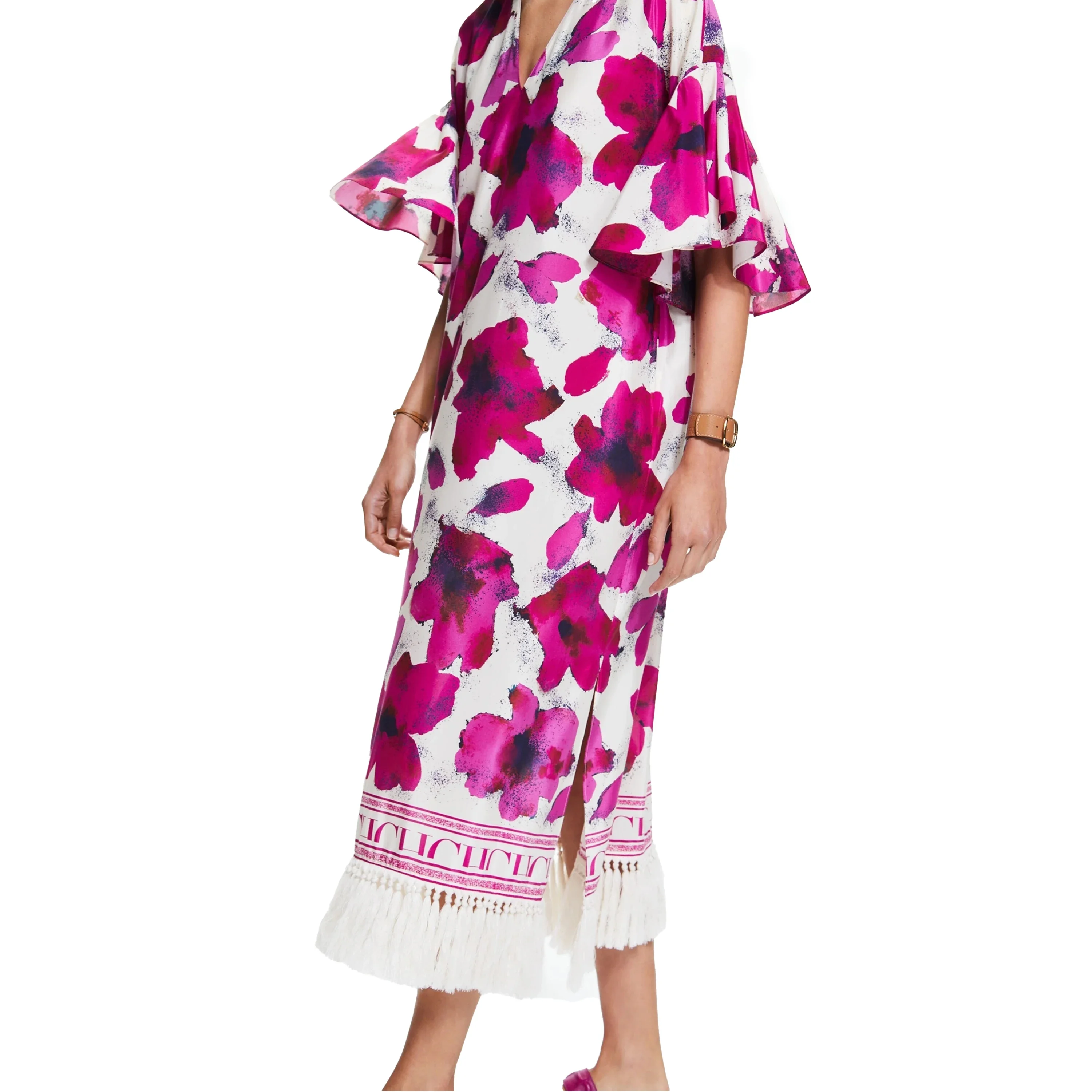CHCH 2024 Elegant Flower Maxi Dress Lady Fashion V-neck High Waist Dresses Women Chic Street Robes