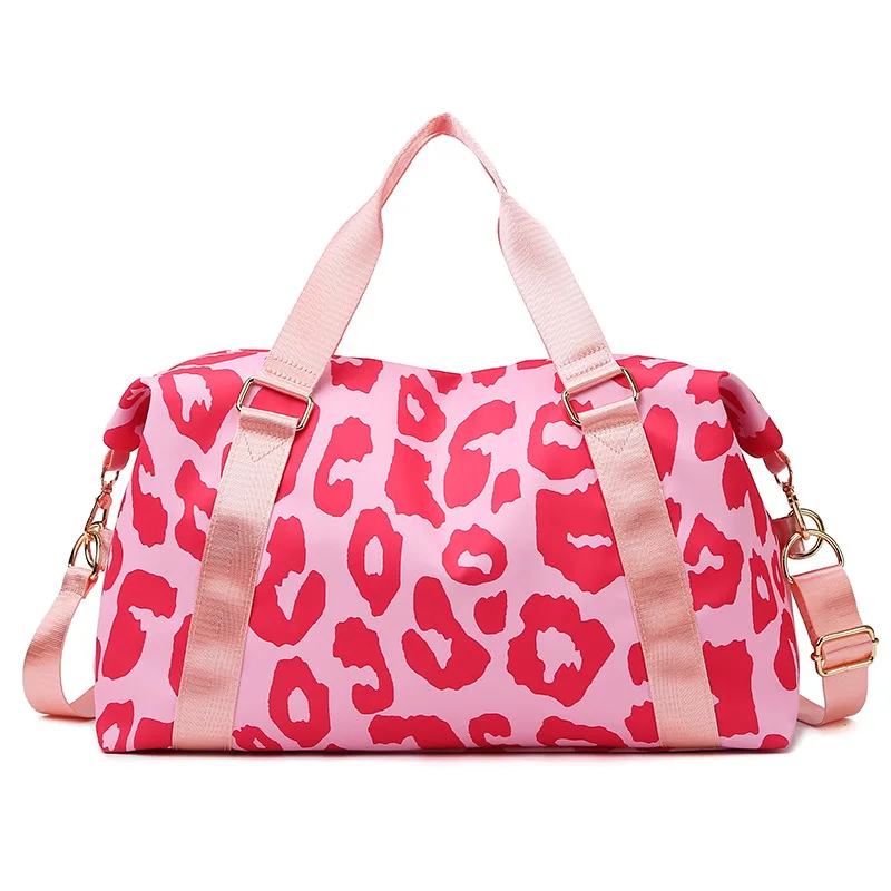 Bolsos de viaje oxford con estampado de leopardo para mujer, bolsos versátiles de mano grandes, bolsos de fitness, bolso de bessiness, novedad de 2024