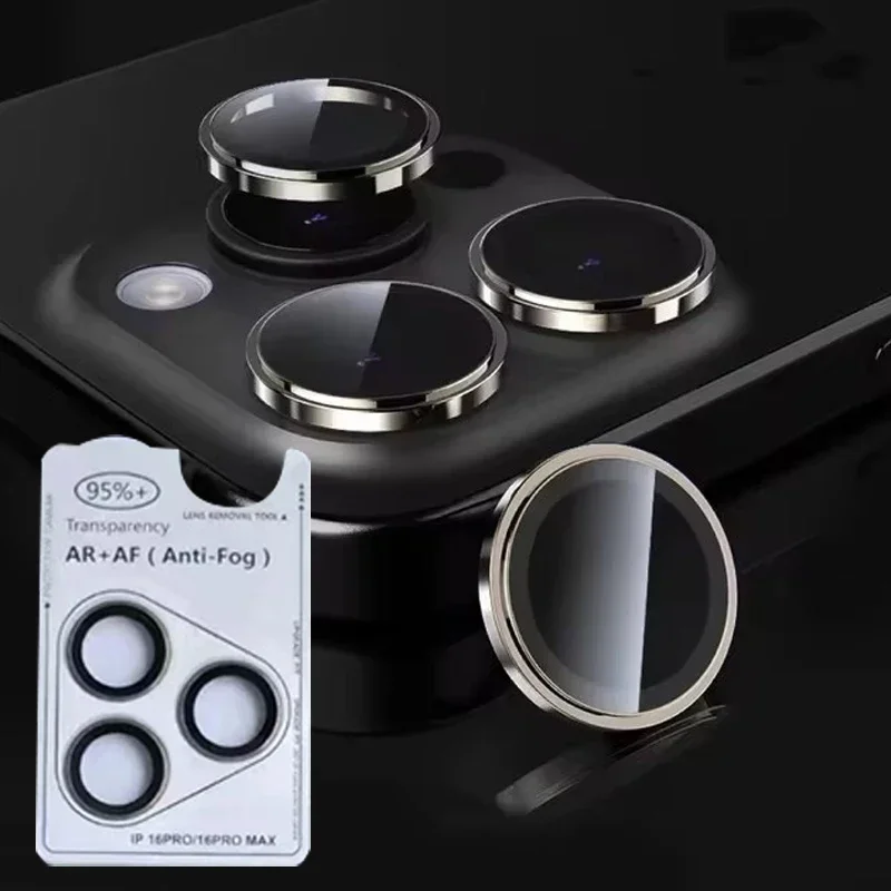 iPhone 16 Plus、13 Mimi、13 Mini、14、15、16、17Pro Max用レンズ保護フィルム（背面シルバーパープル）2～3枚入り