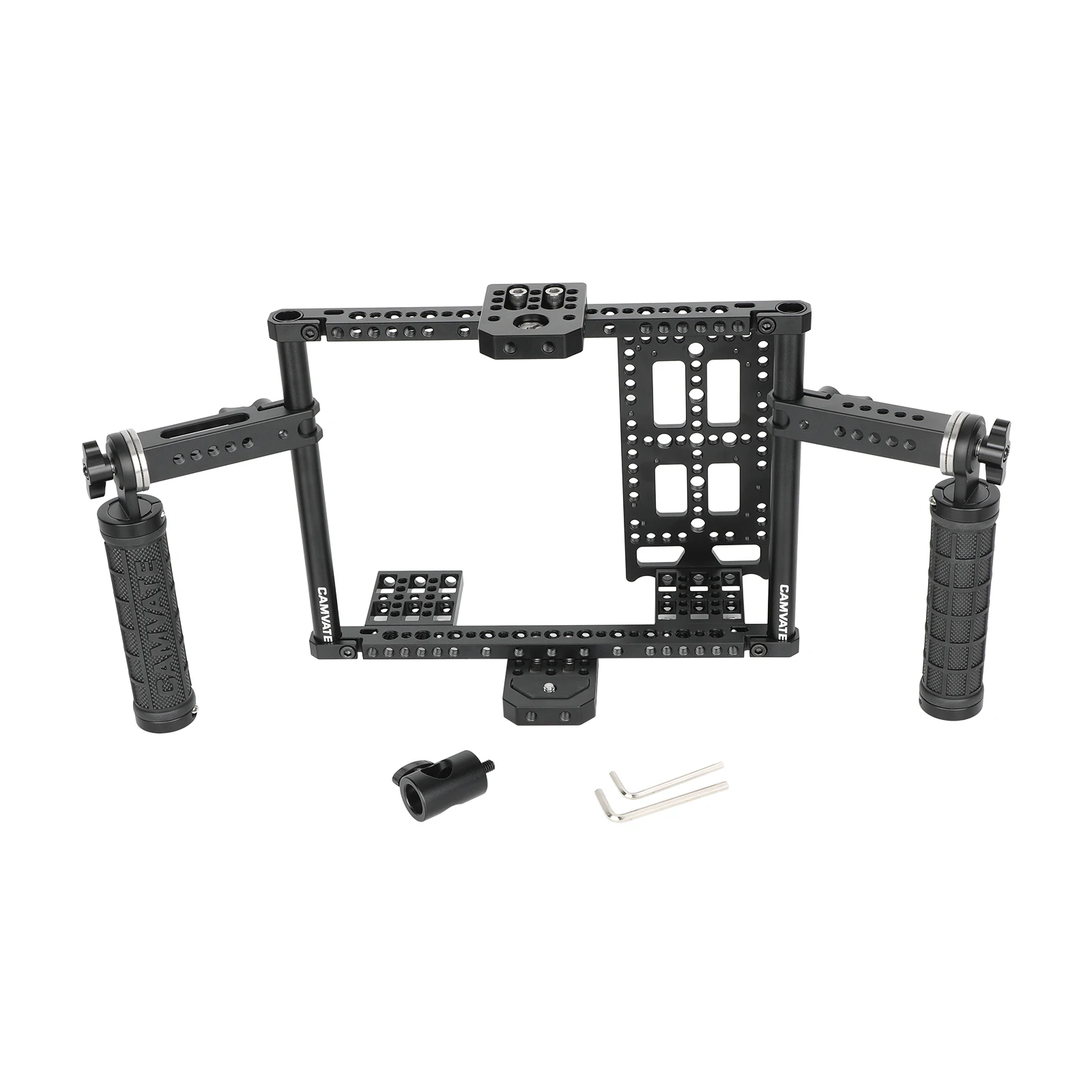 CAMVATE 7inch Monitor Cage Kit with Dual Rosette Mount Rubber Handgrips With 15mm Support Rods For  Adjust Height Monitor Cage
