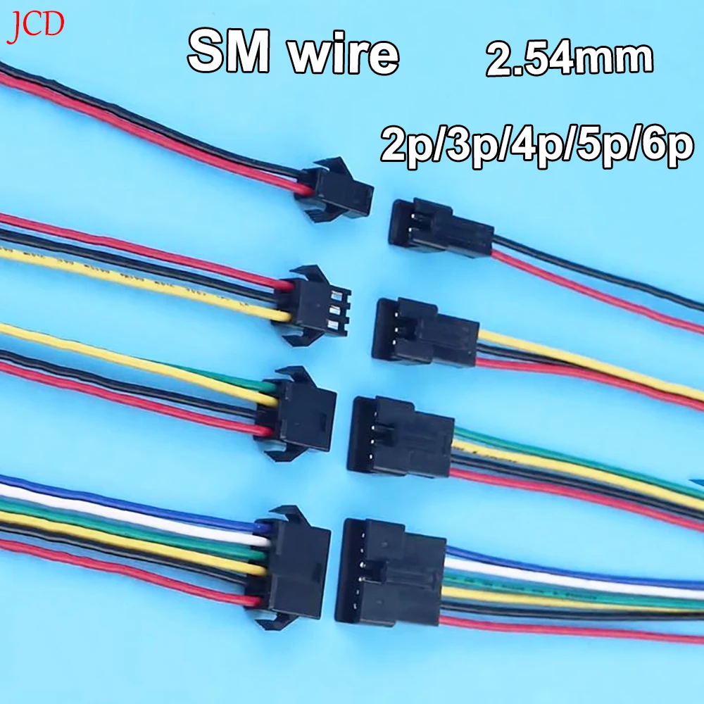 10pcs 20cm JST SM 2P 3P 4P 5P 6P Plug Socket Male to Female Wire Connector LED Strips Lamp Driver Connectors Quick Adapter