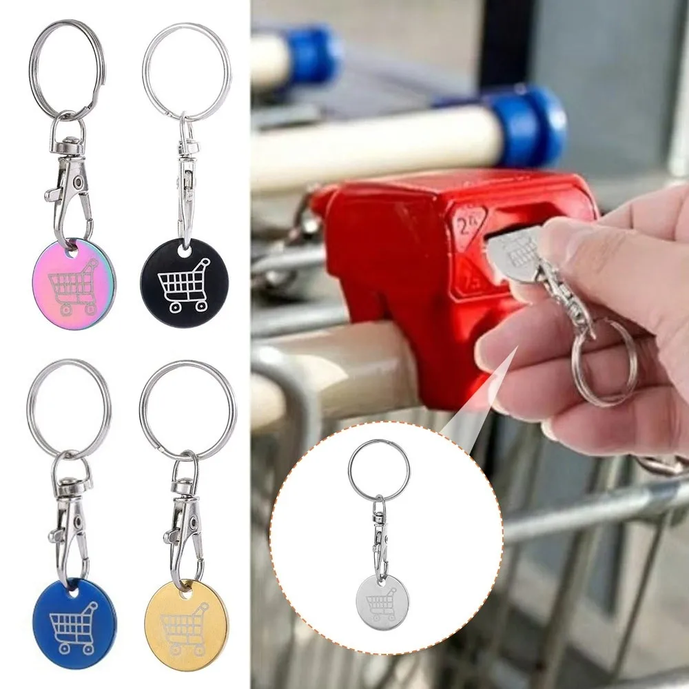 Multi-Purpose Mini Cart Key Key Chain Metal Portable Shopping Cart Token Removable Trolley Keychain Cart Accessory