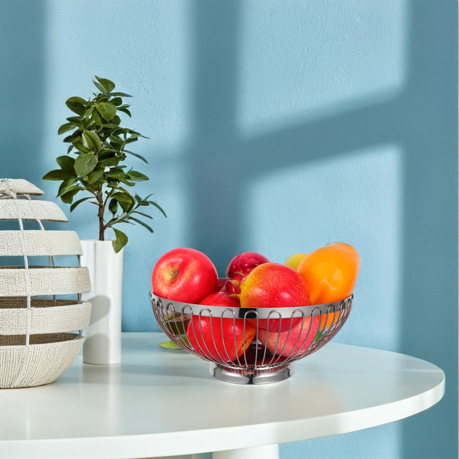 

Vegetable Stainless Steel Multifunctional Washing Bowl Kitchen Counter Colander Silver Draining Large Capacity Home Decoration