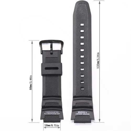 Imagen 2 del producto Correa de reloj de repuesto de resina de 18mm para CASIO AE 1200 1300 1000W W-215 SGW 300, pulsera para hombre, accesorios para reloj