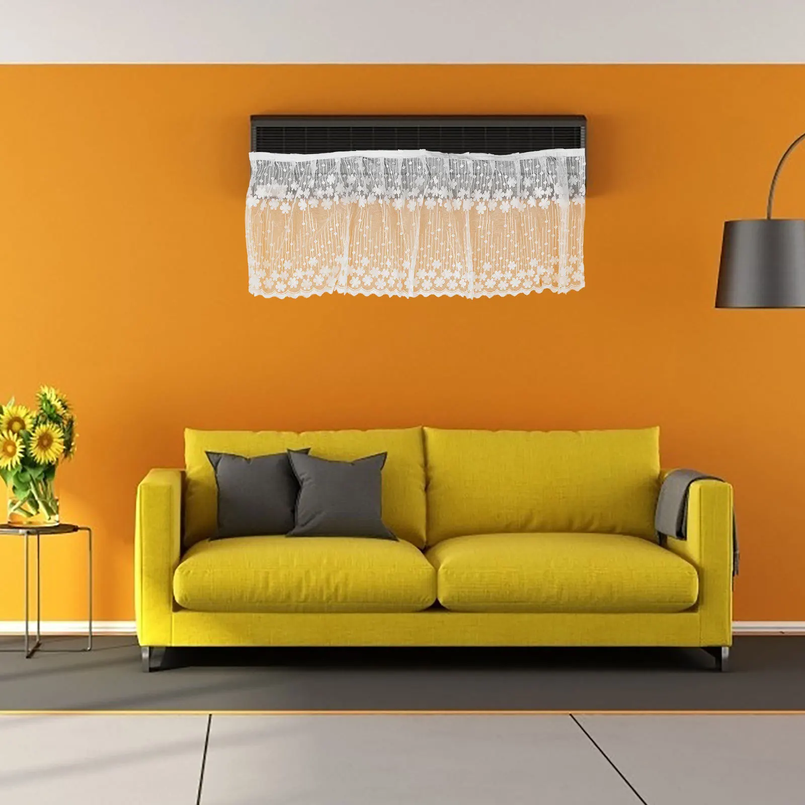 

Wall Mounted Air Conditioner Wind Deflector Lace Curtain Universal Fit Anti Direct Blowing Shield for Ac Outlet and Screen