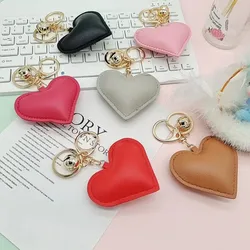 Fashion PU Leather Heart Shape Keychain Women's Car Home Bag Charm Pendant Gift - Stylish Key Holder Accessory