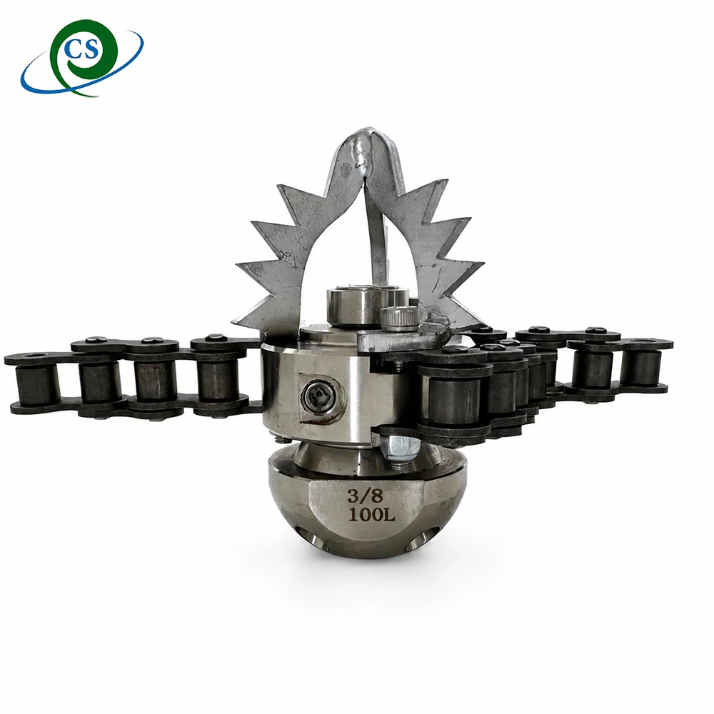 High Pressure Rotary Stainless Steel Chain Cutter Nozzle Sewer Pipe Cleaning 3/8