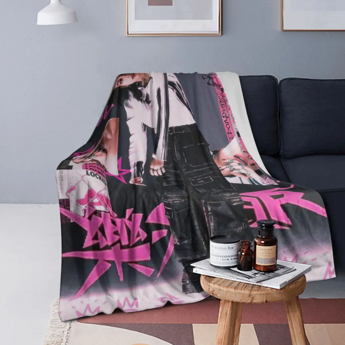 

Hyunjin Collage Blanket Soft Warm Flannel Throw Blanket Cover for Bed Living room Picnic Travel Home Couch