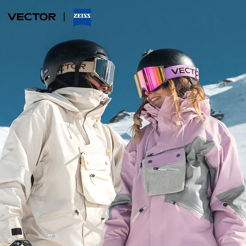 VECTOR Adult Curved Column Exchange Double Lens Zeiss Snow Glasses UV400 Ski Goggles Double Layers Anti-fog Snowboard Men Women