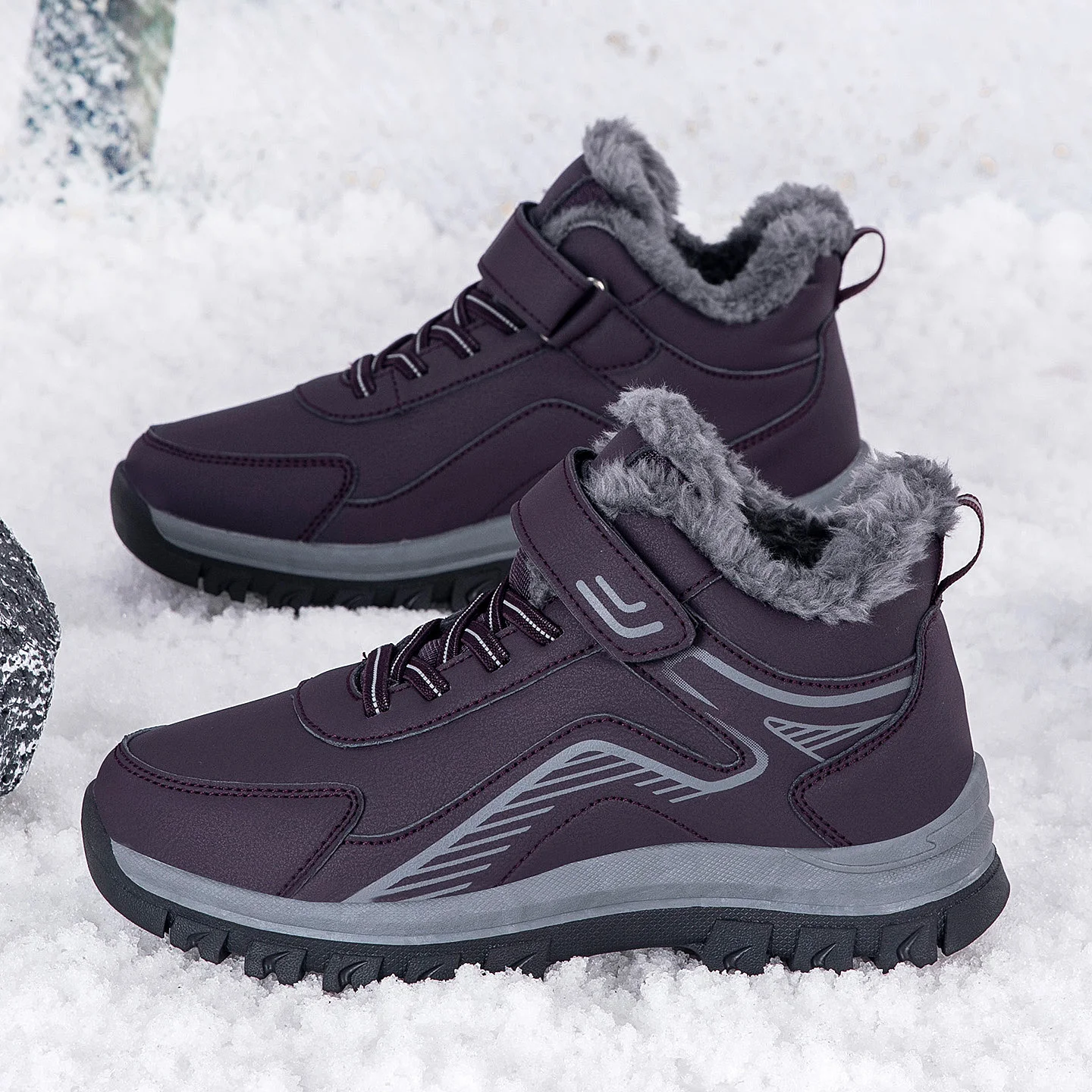 

Men's Waterproof Snow Boots with Plush Lining, Anti-Slip and Wear-Resistant Sneaker Sole, Warm Winter Casual Boots