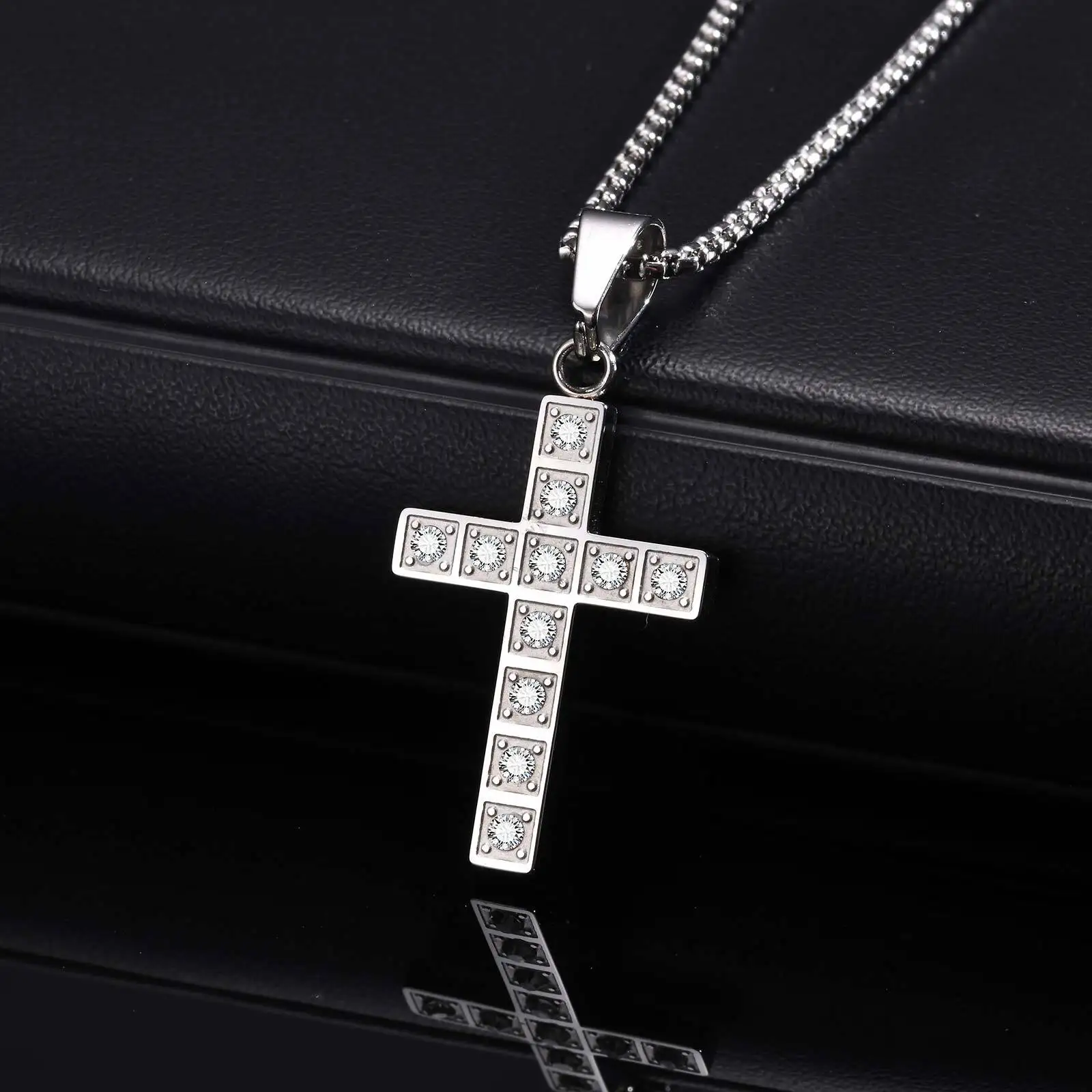 Bling Zicon Pendant Necklaces for Men Boys,Waterproof Cross Pendant Necklace,Hip Hop Punk Jewelry Gifts