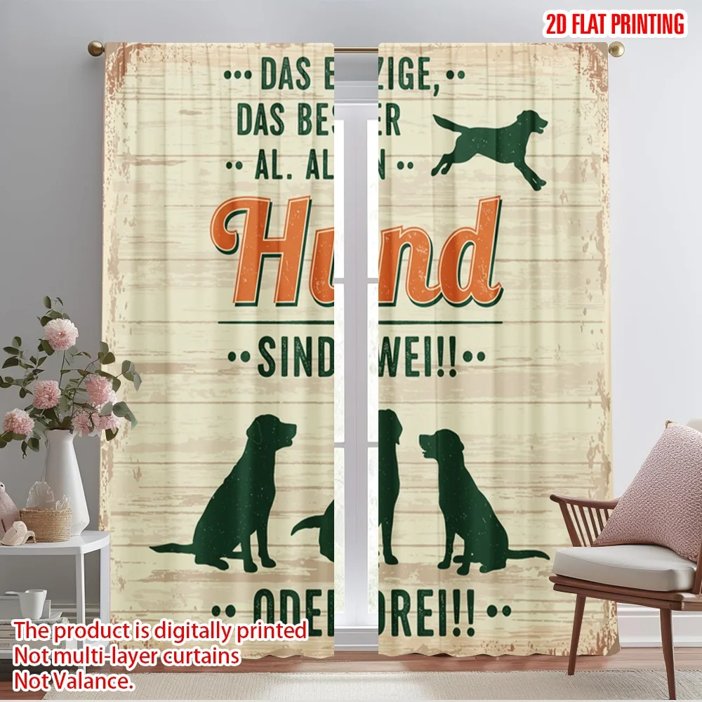 

2pcs 2D flat printing Window Drapes Dog Lovers Best Is One Polyester Without Electricity Festive Holiday Use for All Occasions