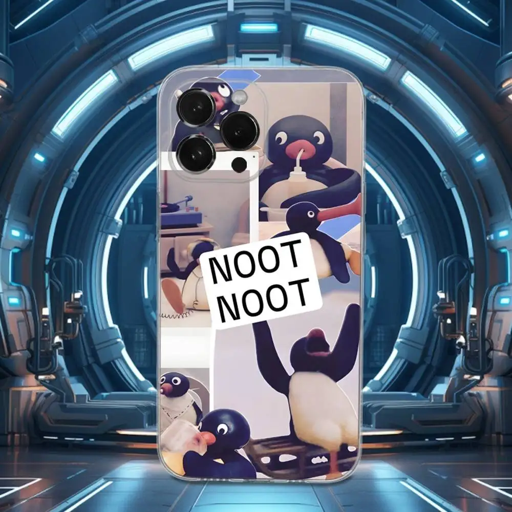 حافظة هاتف لطيفة على شكل Pingu Penguin لهاتف iPhone 16,15,17,14,13,12,11 Pro,Max,Plus,X,XS,XR,SE,غطاء ناعم شفاف صغير #2