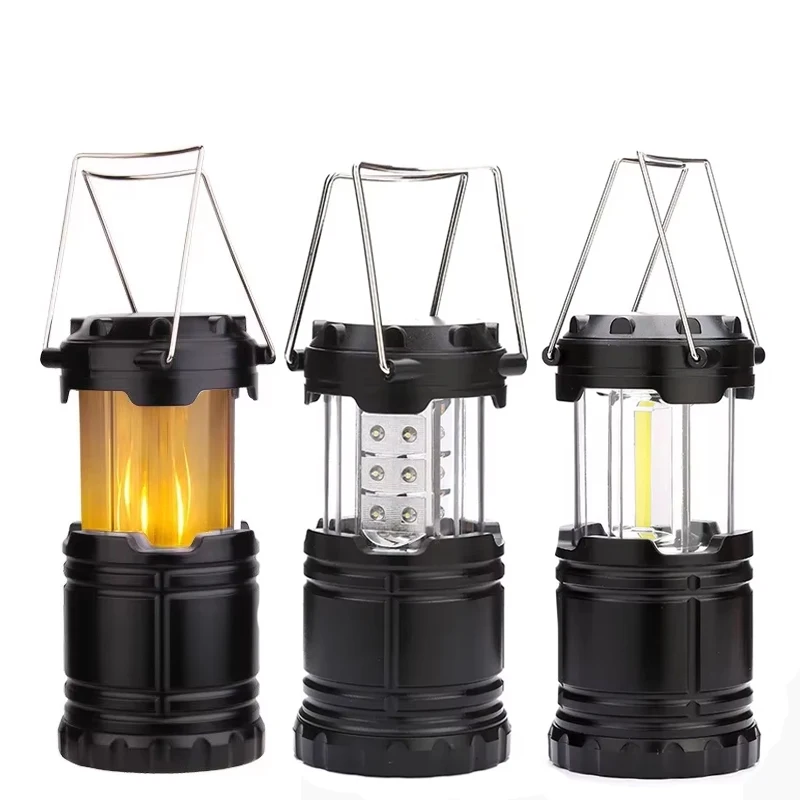 2 in 1 COB LED Camping Lantern Portable Lantern Flashlight Foldable Impact Resistant Hiking Lantern Waterproof Camping Lantern