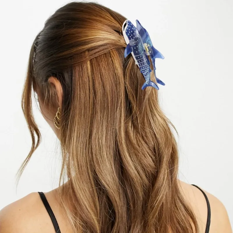 Hair Jaw Barrettes Hair Clips, Blue Shark Whale Claw Clips, Whale Shark Hair Clip, Hair Styling Accessories Barrettes