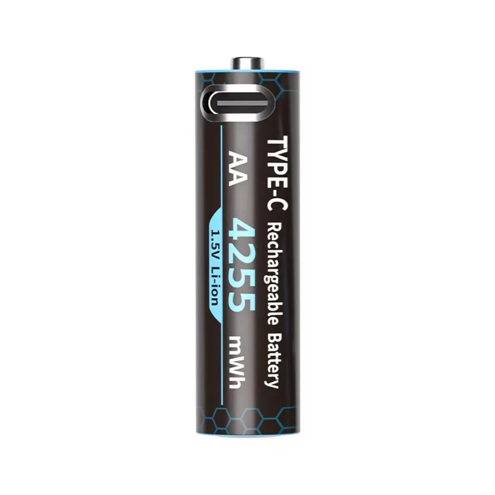 1.5V AA Rechargeable Battery 4255mWh Type-C USB Lithium Battery for Remote Control Toy Battery with Charging Cable