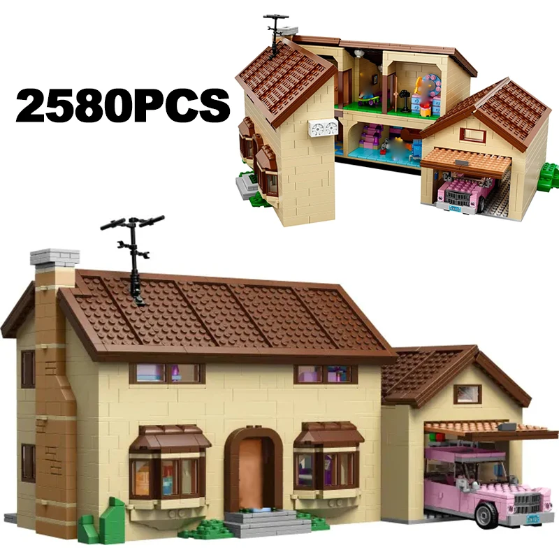 2523PCS MOC Cartoon The Simpsons House Building Blocks Street View Villa Modello Architettura 71006 Mattoni Giocattolo Capretto Adulto Per I Regali