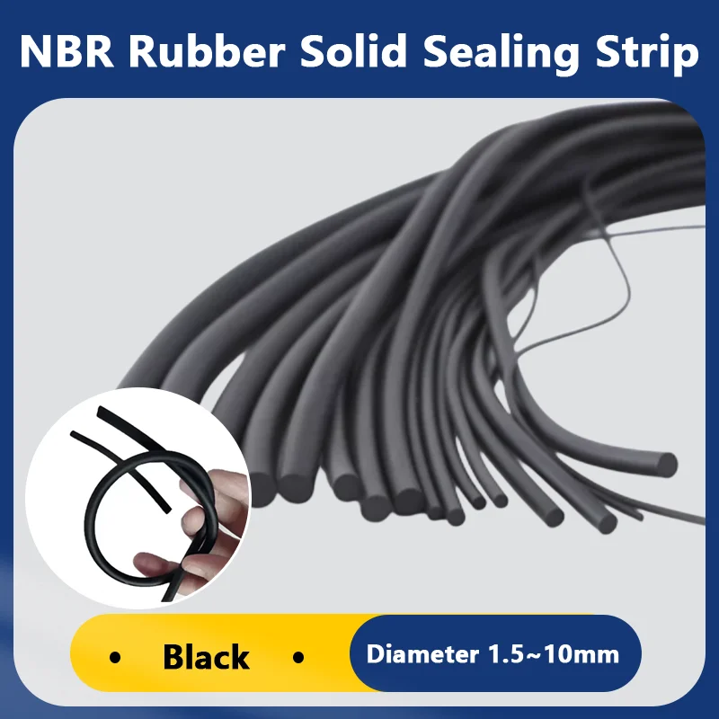 1/2/5/10M OD 1.5~10mm NBR Black Rubber Strip Seal High Temperature Oil Resistant Nitrile Sealing Rope Solid Round Strip