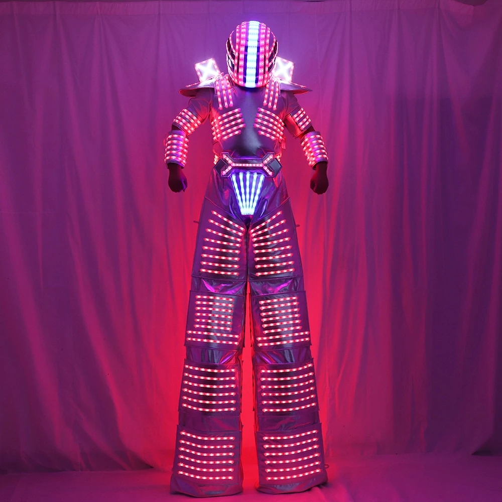 Traje de Robot LED Stilts Walker LED Light Robot Costume Clothing Event Kryoman Costume Led Disfraz De Robot