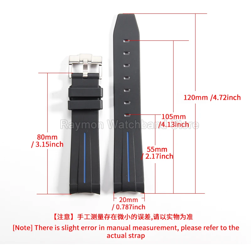 For Rolex Black Green Submariner Daytona Seiko 20mm Silicone Watch Strap with Curved Contour Stainless Steel Clasp Black Green view 2