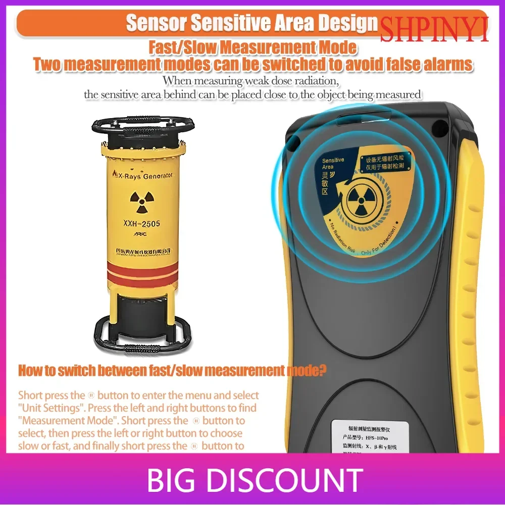 AIKESI HFS-10Pro Nuclear Radiation Detector Geiger Counter X Beta Gamma Rays Detector Energy Compensation