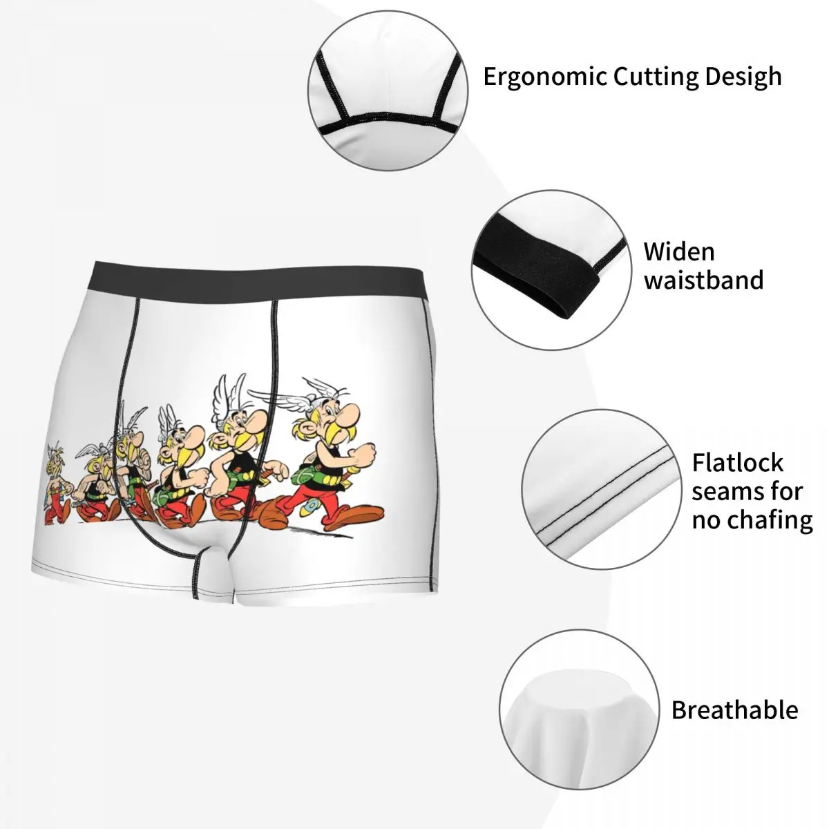 복서 팬티 반바지 아스테릭스와 오벨릭스 도그마틱스 팬티 남성 편안한 속옷 옴므 남자 남자친구 선물