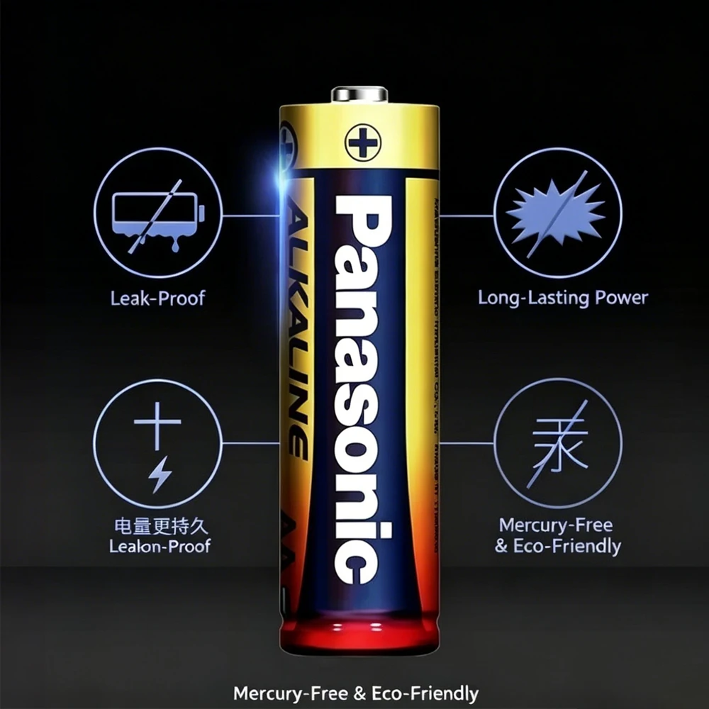 Panasonic Alkaline Batteries AA AAA 1.5V LR6 LR03 2-60PCS Long Lasting Mercury Free Disposable Dry Battery for Toys Remote Contr