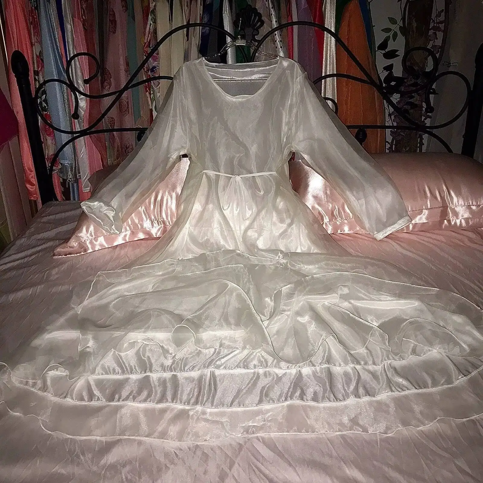 

2-слойная вуаль снаружи, ледяной шелк внутри, глянцевое сексуальное женское атласное длинное платье, свободное платье макси, элегантные платья