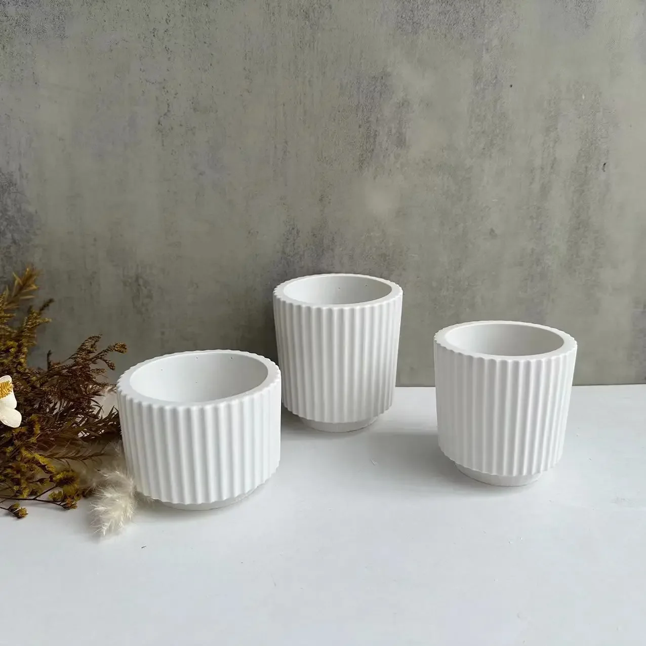 Candle Cups Striped Mugs Silicone Mold Plaster Molds Christmas Resin Drip Silicone Molds for Epoxy Resin