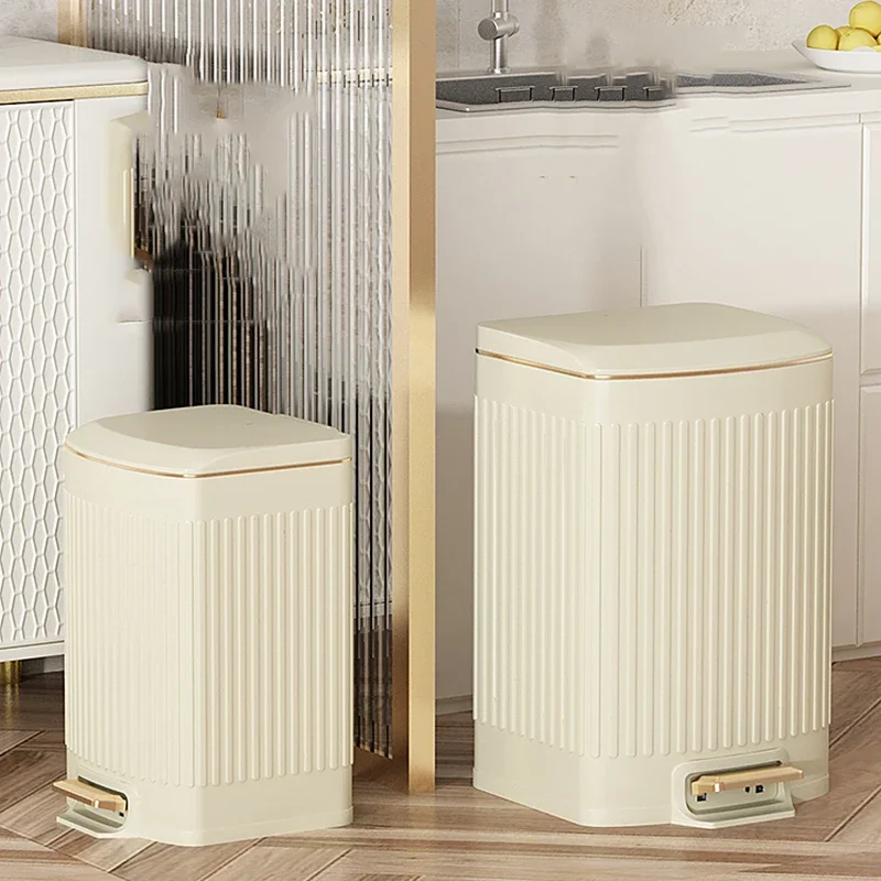 

Мусорный бак большой емкости с крышкой, ножная педаль для кухни, гостиной, бытовая мусорная корзина, современный минималистичный компактный дизайн