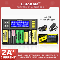 LiitoKala Lii-S8/PD2 Li-ion 3.7V NiMH 1.2V Li-FePO4 3.2V IMR 3.8V For 18650 26650 21700 26700 18350 AA AAA Battery Charger