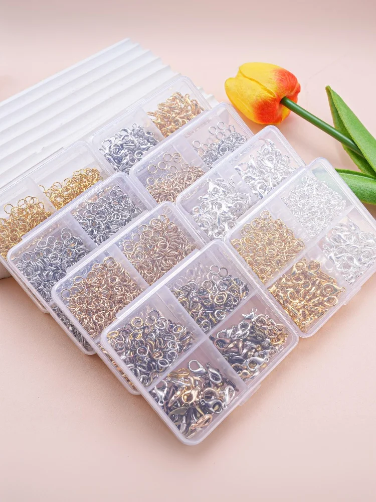 500 Stück/Box Schmuckherstellungsset, Karabinerverschlüsse & Biegeringe mit Box für DIY-Ketten, Halsketten, Armbänder, Fußkettchen, Zubehör, Verbindungsstücke – Detail 29