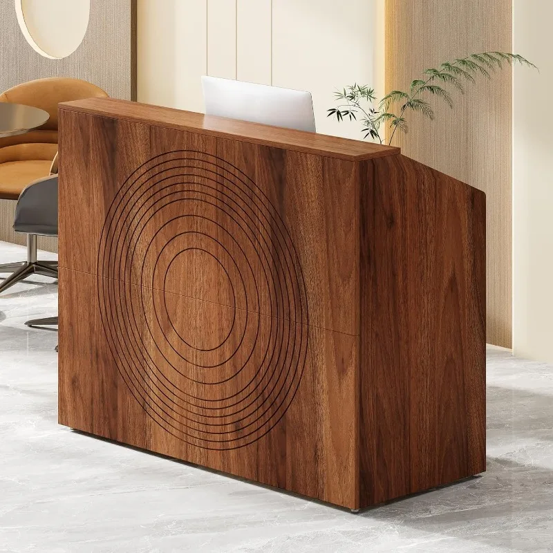 Modern 47-Inch Reception Desk with Counter Oak Front Desk Reception Room Table,Oak