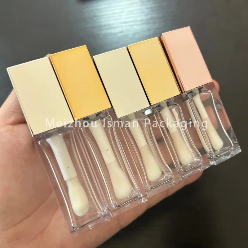 

50Pcs Lip Plumper Tubes Set Rose Gold/Silver 8ml/10ml Large Doe Foot Empty Lip Gloss Containers with Big Brush Flat Square Tube