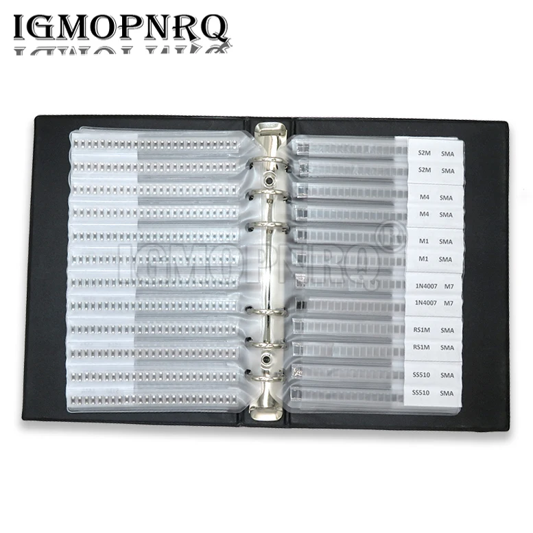 

33 Values SMA Rectifier Diode Sample Book 825PCS 1650PCS 1N5824 1N4007 SF18 SS220 SS26 SS36 SS24 RS1M ES1D RS1G Assortment Kit