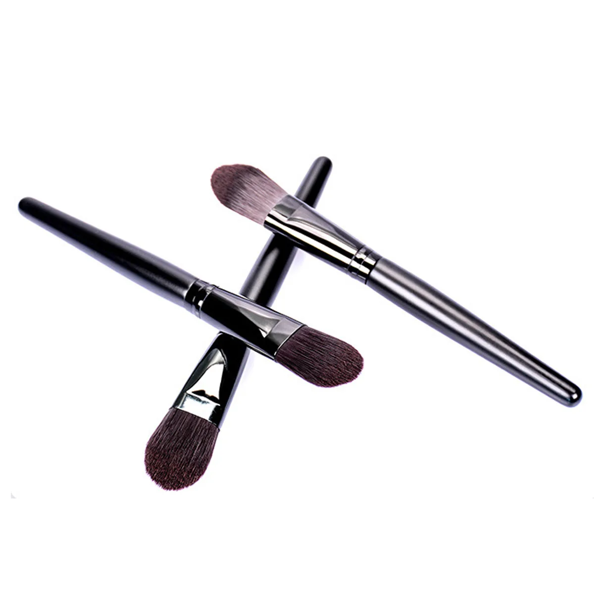 Brocha para base negra, brocha para polvos húmedos con mango de madera, brocha para base líquida, brocha para maquillaje, brocha para máscara, brocha para máscara de barro,