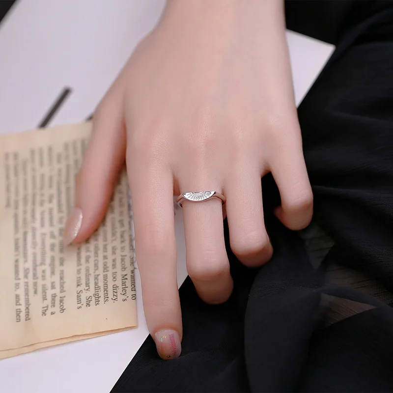 SOFTPIG Plata de Ley 925 auténtica estilo INS anillo ajustable para parejas para mujeres joyería fina bonita accesorios minimalistas de sol y Luna